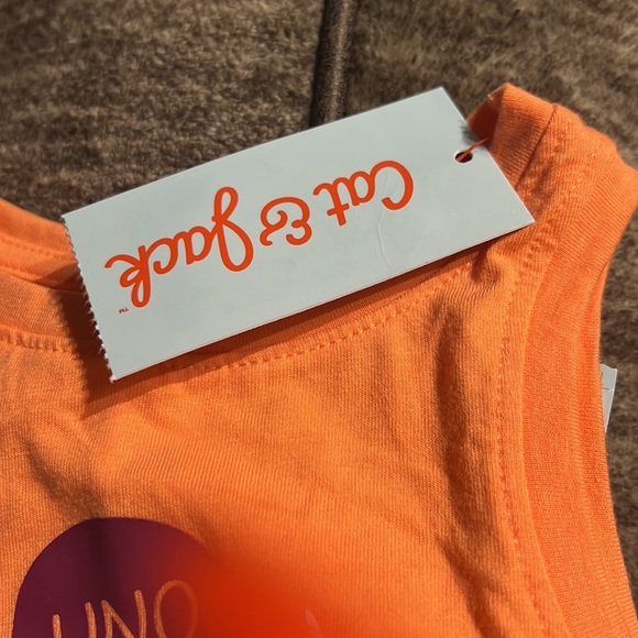 Toddler Girls' 'Uno‎ Dos Tres' Knit Graphic Tank Top - Cat & Jack™ Orange - Picture 5 of 5
